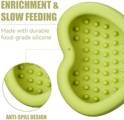 Lick Mat for Dogs, Animire Anti-Spilled Bow Tie Lick Bowls for Anxiety Relief, Silicone Slow Feeder Licking Pad with Suction Cups, Freezeable Dog Enrichment Toy for Boredom and Distraction(Green,L)