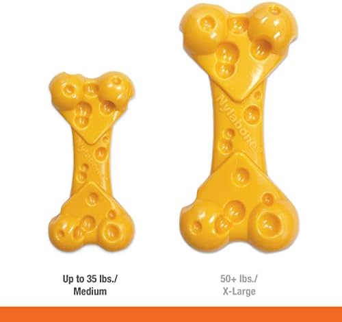 Nylabone Power Chew Cheese Bone Dog Chew Toy, Cheese Flavor, Medium