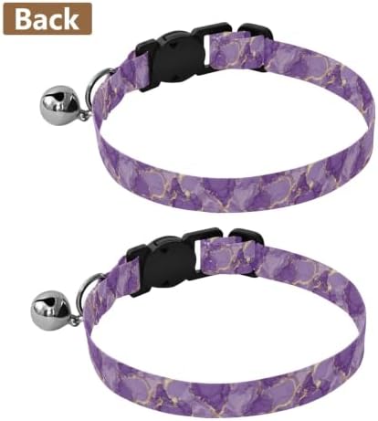 Swirling Marbled Purple Collar with Bell for Dog Puppy 2 Pack Kitten Collars Adjustable Length 10.6" to 17.1"