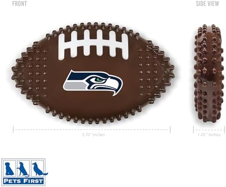 NFL Seattle Seahawks Mega- Chew Hard Nylon Bacon-Flavored Dog Bone Football Chew Toy Interactive Tasty Fun Dog Chewy Toys Indestructible Strong Durable Tough Pet Biting Playtoy for Aggressive Chewers