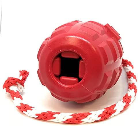 SodaPup USA-K9 Grenade – Durable Dog Tug Toy, Chew Toy & Treat Dispenser Made in USA from Non-Toxic, Pet-Safe, Food Safe Natural Rubber Material for Mental & Physical Stimulation, Bonding, & More