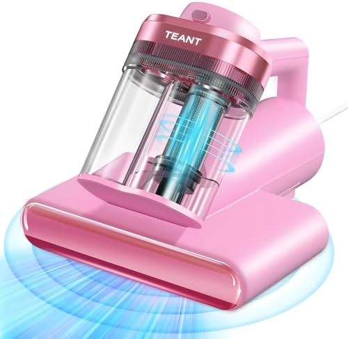 Teant Mattress Bed Vacuum Cleaner, 16 kPa Suction & 253.7nm UV-C, MV-Pink
