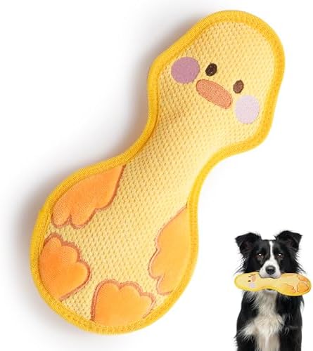 Nocciola Duck Squeaky Dog Toy, New 2025 Indestructible Dog Toy for Aggressive Chewers, Stuffed Toy with Two Tough Layers, Minky Plush for Comfort and Chewing, Yellow