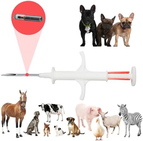 Microchip ID Implant Kit 60 Pack 2.12X12mm,Use for Dogs Cats Horses Pigs Cattle Sheep and Other Animal's Management and Registration Online