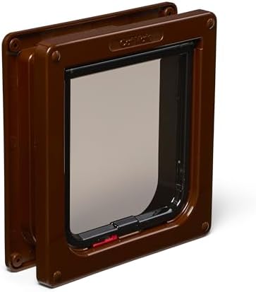Cat Mate 2-Way-Locking Cat Flap with Door Liner to 50mm (234) - Secure Lockable Door for Small to Medium Sized Cats, for UPVC, Wood and Wall, Brown