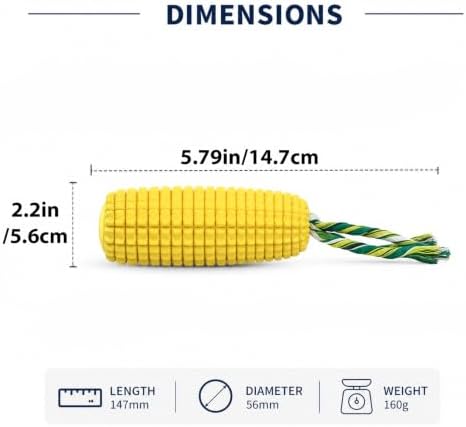 Corn-Shaped Dog Chew Toys for Aggressive Chewers, Tough Durable Squeaky Puppy Teething Toys, Interactive Dog Toys for Small Medium Large Breed Dogs for Anxiety Relief
