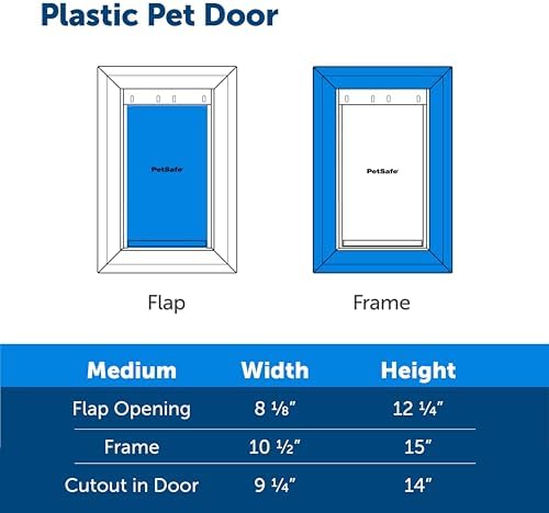 PetSafe Plastic Dog & Cat Door, Pets Up to 40 lb, Paintable, Medium | Flap Opening 8 1/8 in W x 12 1/4 in H, Snap-on Closing Panel, Paintable Frame, Easy DIY Install