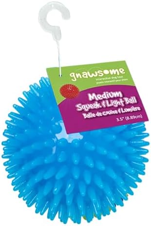Gnawsome™ 3.5” Spiky Squeak & Light Ball Dog Toy - Medium, Cleans Teeth and Promotes Good Dental and Gum Health for Your Pet, Colors will vary, 3.5"