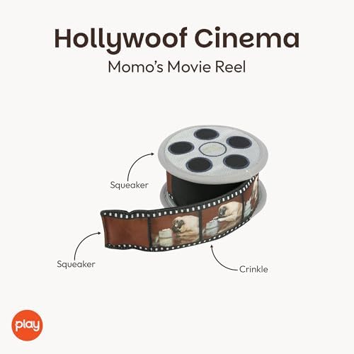 P.L.A.Y. Cute Plush Dog Toys - Hollywoof Cinema, Movie Themed Durable Squeaker Chew Toy, Great for Puppies & Small, Medium, Large Dog Breeds - Machine Washable, Recycled Materials (Momo's Movie Reel)