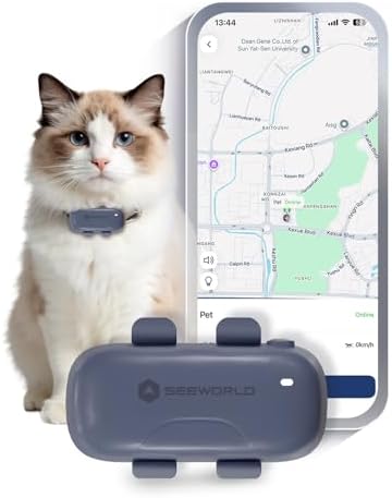 SEEWORLD Pet GPS Tracker for Dogs Cats, Real-Time Location Tracker with IP67 Waterproof, Geo-Fence, Activity Sleep Monitoring, 10 Days Battery Life, Lightweight for All Collars, Subscription Required
