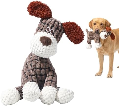 Indestructible Dog Toys for Aggressive Chewers, Squeaky Plush Chew Toy，Gray