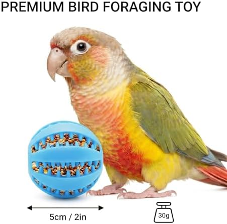 4 Pcs Silicone Bird Foraging Toys, Treat Dispenser Balls with Flexible Gaps for Conures, Parakeets and Cockatiels, Easy to Clean Pet Enrichment Feeder, Red Blue Yellow Green, 2x2 Inches