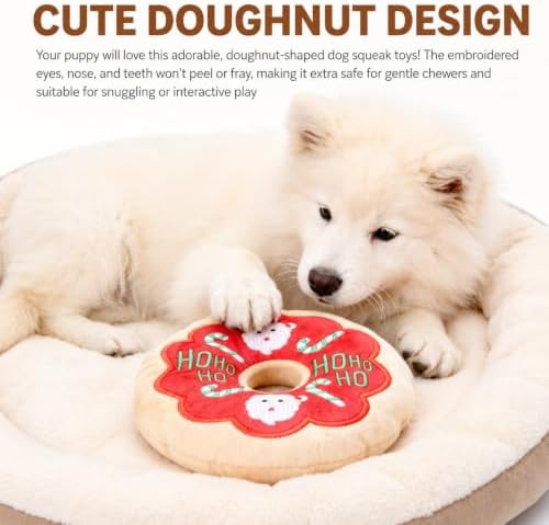 Doughnut Dog Squeak Toy, 1 Pack (red)