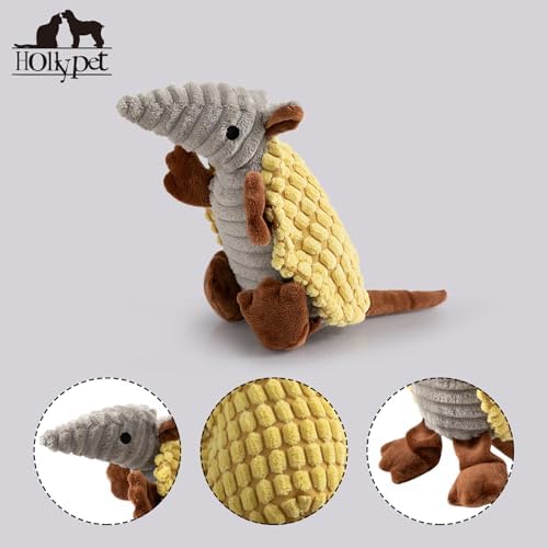 Hollypet Armadillo Squeaky Puppy Dog Toys for Small Medium Dogs, 8"