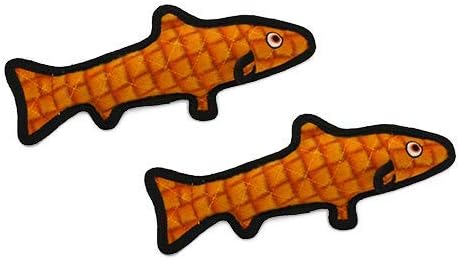 TUFFY® : 2 Pack Trout Dog Toy: Ultra Durable Plush Toy with Multiple Layers & Reinforced Seams, Washable and Floats, Original Construction