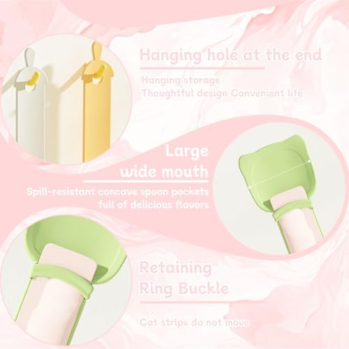 RUIAN 3 Pack Cat Treat Spoon Dispenser, Mess-Free Lickable Treat Feeder for Cats, Squeeze Spoon for Wet Food & Treat Tubes, Easy Clean, BPA-Free Plastic Cat Feeding Spoon