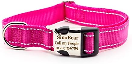 Durable Custom Dog Collar Laser Engraved Name Plate Sizes Adjustable