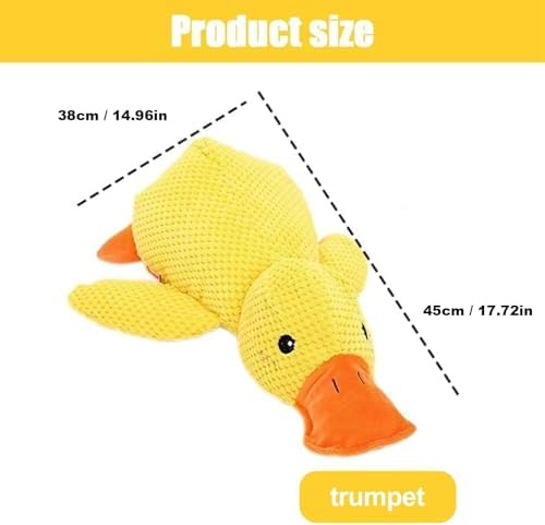 Squeaky Yellow Duck Dog Toy, Indestructible Plush Chew Toy for Small Medium Large Dogs, Durable Floppy Duck Toy to Reduce Anxiety & Destructive Behavior (Large)