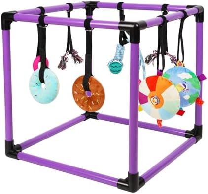 Liitrton Puppy Play Gym for Small Dogs with 8 Hanging Toys, Purple