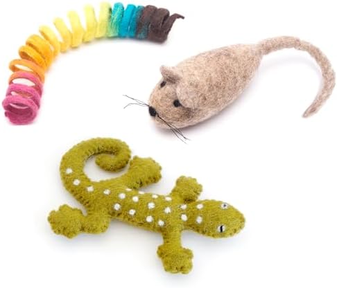 Glaciart One Wool Cat Toy Set with Catnip | Cute Cat Toy for Interaction & Boredom Relief, Encourages to Exercise, Explore & Play | Filled w/Organic Catnip to Help Sooth or Reduce Anxiety