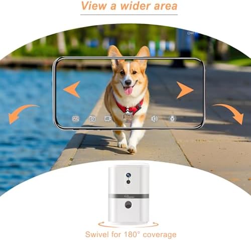 Petalk AI II Dog Camera with Auto Treat Dispenser, No Subscription Fee, 1080p HD, 180° Full-Room View 2-Way Audio, Night Vision, 2.4GHz WiFi Only
