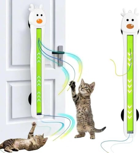 Interactive Cat Toys for Indoor Cats - Automatic Cat Toys with Motorized String Action, Sticking Door/Walls Electric Enrichment Stimulation Kitty Toy for Bored Indoor Adult & Kitten Cats (White)