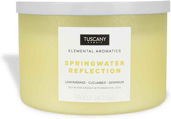 Tuscany Candle Springwater Reflection: Lemongrass Scented Aromatherapy Candle, 15 oz – Elemental Aromatics Collection