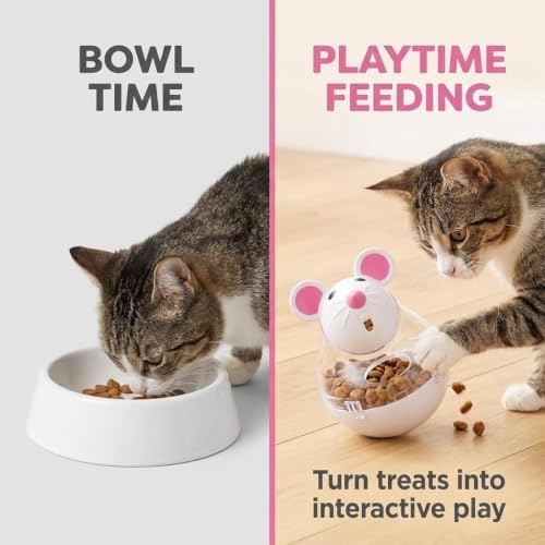 Beige Interactive Toys for Cats, Play Cat Toy Pet Cat Kitten Mouse Shape Treat Holder Food Storage Dispenser Chew Play Toy for Indoor and Kitten Exercise Mice and Animals Toys