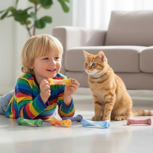 35Pcs Cat Spring Toys, Kitten Tube Toy Indoor Interactive Cat Toys, Colorful Cats Chew Toy Telescopic Foldable Plastic Coil for Pet to Chase Scratch Bite Pounce
