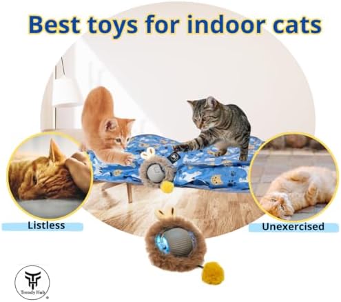 Interactive Cat Toys Fast Rolling Ball in Pouch for Bored Indoor Adult Cats, Automatic Motion Activated Ball; Hide and Seek Game for Exercise Kicker, Cat's Gift, Rechargeable Kitten Toys
