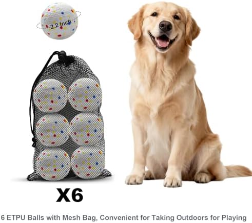 MEKAPLE Dog Toy Balls, 2.2 Inch Mini Durable Rubber Chewing Ball, Lightweight Interactive Fetch Ball for Small & Medium Dogs, Teeth Cleaning & Stress Relief Pet Toy 6 Pack