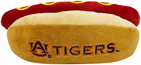 NCAA Auburn Tigers HOT Dog Plush Dog & CAT Squeak Toy- Cutest HOT-Dog Snack Plush Toy for Dogs & Cats with Inner Squeaker & Beautiful Football/Basketball Team Name/Logo