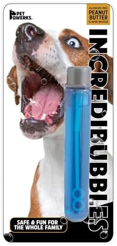 Pet Qwerks Incredibubbles Interactive Pet Toys - Long Lasting Edible Bubbles for Dogs & Cats - Peanut Butter Flavor - 20 ML, All Breed Sizes