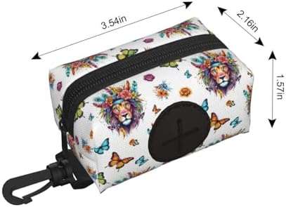 Dog Poop Bag Holder for Leashes Pouches for Pet Waste Bags and Walking Accessories (Colorful Lion Flowers Floral White)