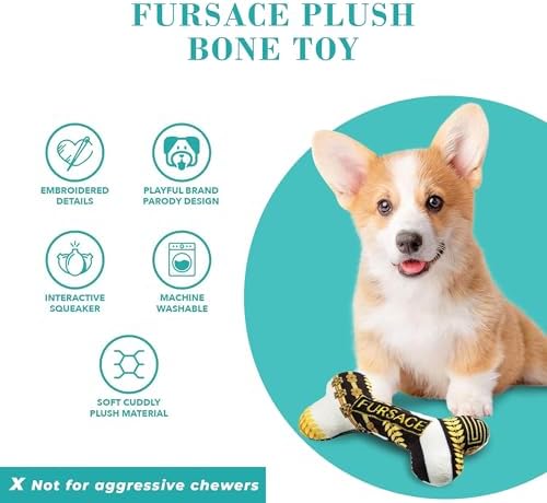 Haute Diggity Dog Fursace Bone Plush Dog Toy, Designer Parody Chew Toys