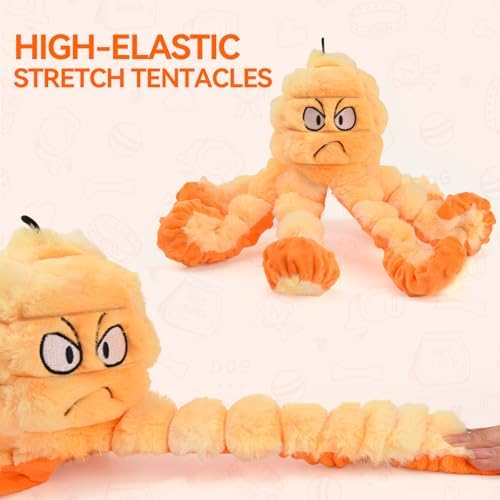 LIFLIX Squeaky Octopus Dog Toy, Large Soft Plush Toy for Indoor Dogs, Interactive Dog Toy to Keep Them Busy, Not for Aggressive Chewers, Orange