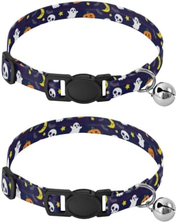 Cute Halloween Skulls Kitten Collars 2 Pack Dog Collars for Small Dogs Adjustable 10.6 to 17.1 Inches