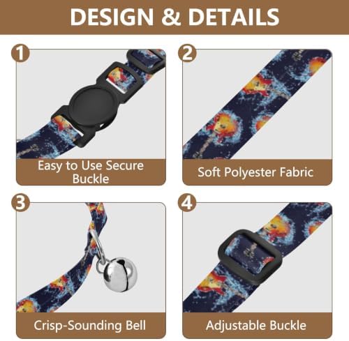 Guitars Water Blue Pet Collar 2 Pack Cat Neck Collar Adjustable 10.6 to 17.1 Inches