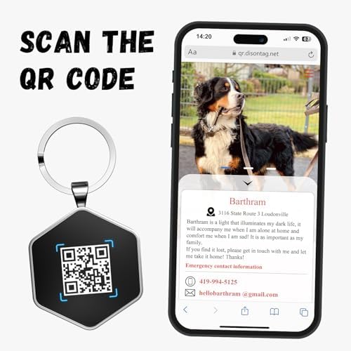 QR Code Dog Tag -On Pet ID Name Tag for Dogs, Cats & Horses – Custom Personalized Noiseless Tag with Jingle-Free Fit & Online Profile Display