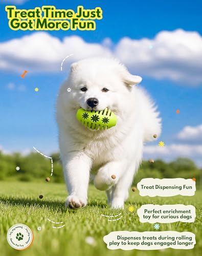 Natural Rubber Rugby Dog Chew Toy Ball, Treat Dispensing Enrichment Toy