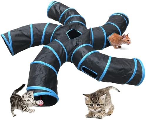 Cat Tunnel,5 Way Large Collapsible Tunnels Tube Upgrade with 6 Peek Hole,S-Shaped Maze House Play Toy Interactive Cat Toy for Cat Kitten Kitty Rabbit