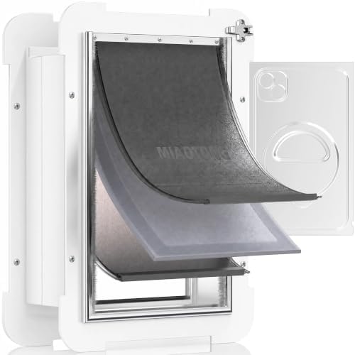 MIAOTONG Steel Dog Door for Wall, 3-Flap, Sturdy and Durable, Large | Energy-Efficient Insulated Pet Door, Extreme Weather Doggy Door with Telescoping Tunnel, Never Rust （Pets Up to 100 Lb）