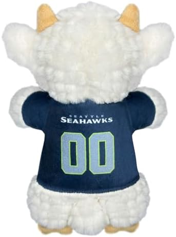 Pets First NFL Seattle Seahawks Goat Plush Toy for Dogs and Cats with Squeaker, Wearing a Team Jersey! Fun & Sporty Goat Shaped Dog Chew Toy, Interactive Pet Toy