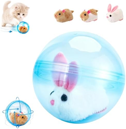 2026 New Self-Rolling Interactive Cat Ball, Automatic 360° Moving Rolling Toy with Realistic Animal Design, Electric Interactive Pet Ball for Indoor Cats & Dogs Chasing (Rabbit)