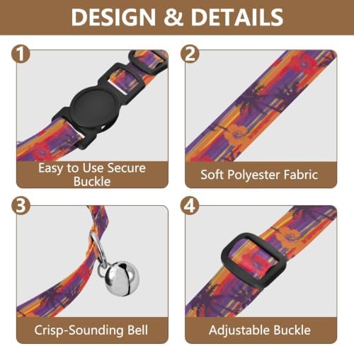Palm Trees Pet Collars 2 Pack Collar for Kitten Adjustable Length 10.6" to 17.1"