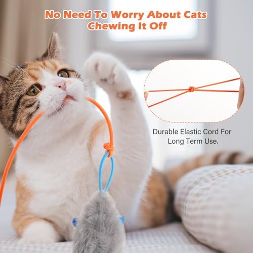 Interactive cat toy, Electric cat teaser, Door clip, 2 Motion modes,Orange | 360° Rotation • Random Jumping • Type-C Rechargeable • Door Clip Design • For Indoor Cats,Cat door toy