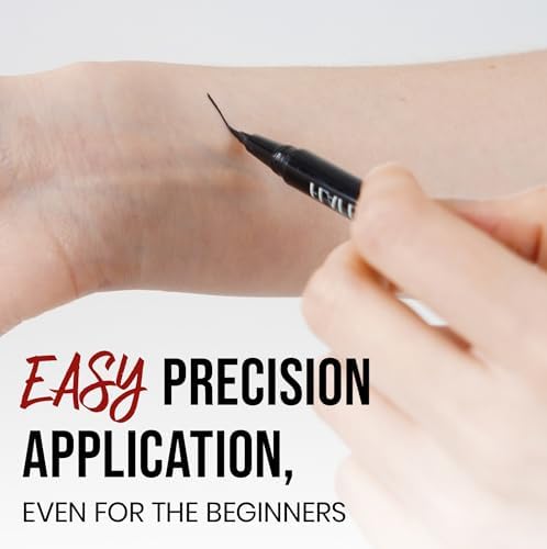 NOON'S UP Flat Eye-Liner - Waterproof Liquid Eyeliner Pen | Ultra-Slim & Bold Black Eyeliner | Quick-Dry & Waterproof Liquid Liner | Long Wear & No Smudge | Look-Defining Black Pen (0.017 Fl. Oz.)