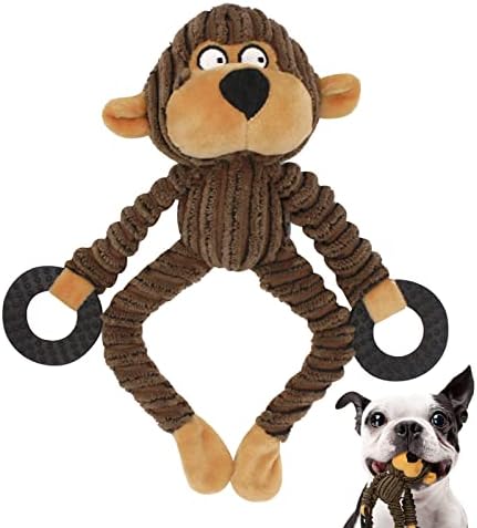 HGB Squeaky Monkey Dog Toy for Puppy & Small Dogs with Teething Rings