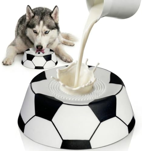 SAVAN IPA Slow Feeder Dog Bowls for Liquid with Rolling Ball, Interactive Lick Bowl Anti-Slip Slow Feeder for Wet Food, Water & Treats Lick Toy for Dogs Cats Large Medium Small (Black and White)