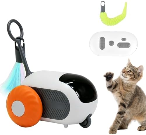 Remote Control Mouse Cat Toy, Smart Interactive Moving Cat Toy Car with Obstacle Avoid, USB Rechargeable Electric Kitten Exercise Toy for Indoor Cats（Orange）